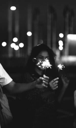 Group of school friends happiness and playing firework Group of school friends happiness and playing firework